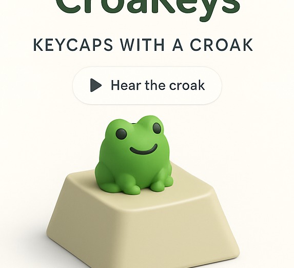 CroaKeys frog fidget key on desk